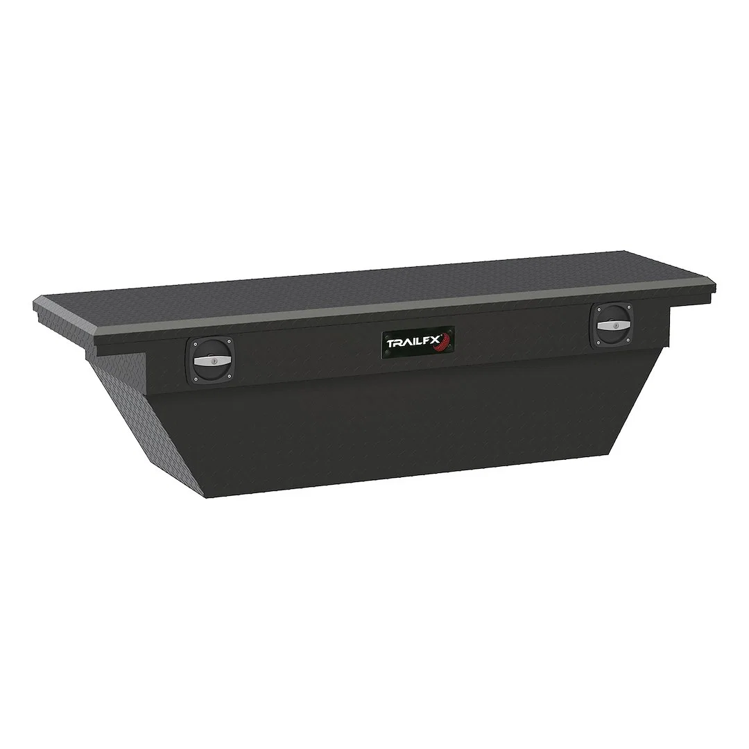 121693C – TRAILFX Tool Box, Crossover Deep Angled Low Profile Single Lid Diamond Tread Matte Black Aluminum 19-1/4 In...